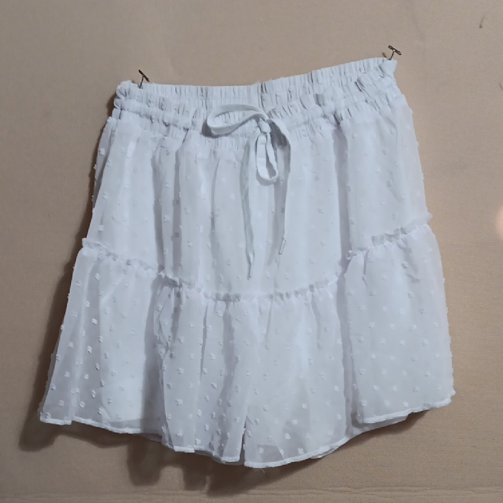 White Tiered Skirt with Drawstring